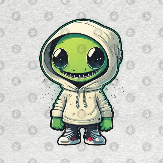 Cool Alien with a Hooded Pullover design #2 by Farbrausch Art